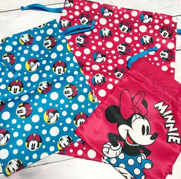 【新品 未使用】ディズニー ミニー マウス 巾着 バッグ 小物入れ ポーチ Disney