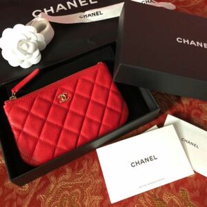 CHANEL シャネル★新品未使用　クルーズ★ミニ財布★カードケース★小銭入れ★ミニポーチ ★キャビア×ゴールドcc 赤