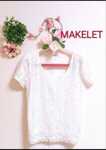 MAKELET メイクレットレースカット 総レース　トップス 半袖ニット レーストップス