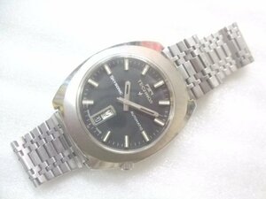70s高級テクノススカイソニックブラックダイヤル自動腕時計動品　U283