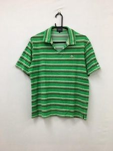 PEARLYGATES パーリーゲイツ　半袖ポロシャツ　ボーダー柄　緑　使用感ヨレ メンズ ゴルフ J