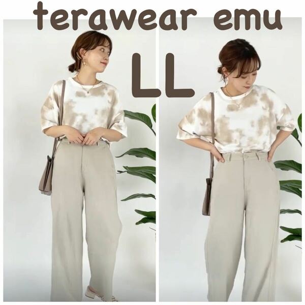 新品●terawear emu TRWタイダイPT プリントTシャツ　淡橙　ベージュ　LL