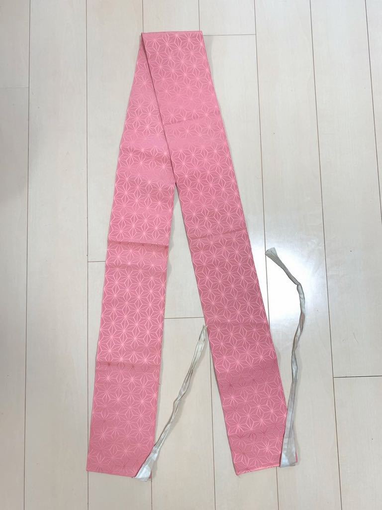 ピンク　桃色　半幅帯　半巾帯 コスプレ　金蘭生地　端切れ サイズ(約) 横幅15