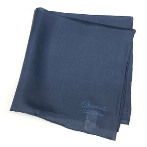 Charvet car rube new goods * outlet chief silk silk 100% France made 36×36cm dark blue handkerchie -f