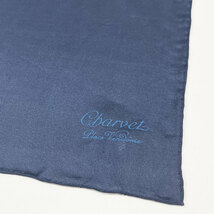 Charvet シャルベ 新品・アウトレット チーフ シルク 絹 100％ フランス製 36×36cm ダークブルー ハンカチーフ_画像3
