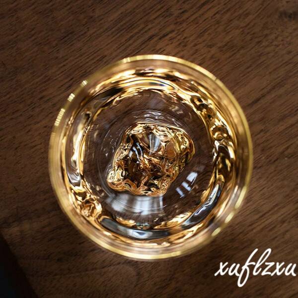 鮮やか　ガラス グラス　綺麗 　ソーダガラス　透明　箱入り　プレゼントゴールド　2色　金淵　高級感
