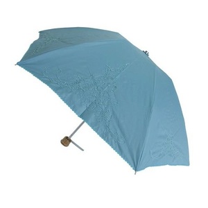 新品xx★★(カラー:ブルー)折たたみミニ傘/ポンジー1級遮光生地 コード刺繍傘(雨傘,日傘,ＵＶ対策,紫外線対策,折りたたみ傘,折り畳み傘