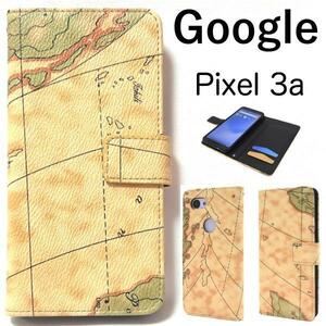 ◆Google Pixel 3a 地図デザイン 手帳型ケース