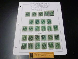 22L A America stamp leaf N19 Classic 1879 year SC#184 3c purple * blue * black all sorts Target . total 27 sheets * explanation field obligatory reading 