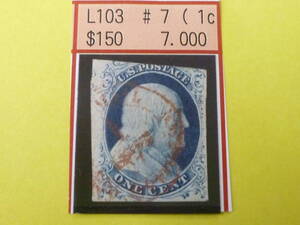 22L A N5 America stamp the first period 1875 year SC#7 1c type Ⅱ used on side Touch [SC appraisal $130]