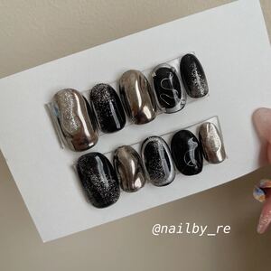 ネイルチップ ニュアンスネイル ブラックネイル