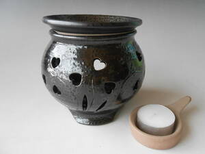 .. series!.. kiln * black . Heart tea censer * G1701 new goods relaxation aroma candle Tokoname . gift 