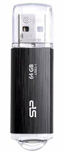KCブラック 64GB2R-SAシリコンパワー USBメモリ 64GB USB3.1 USB3.0 ヘアライン仕上げ 永久 