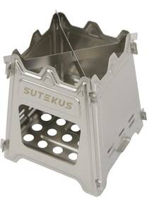 Sutekus 折りたたみ 薪ストーブ ステンレス製 携帯焚火台 (専用収納バッグ付き) バーニング 軽量 コンパクトキャンプ クッキングピクニック