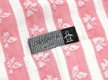 美品 MUNSING マンシング ゴルフ 花柄 フラワーモチーフ ボーダー 麻混 半袖ポロシャツ ピンク MA 日本製 メンズ_画像4