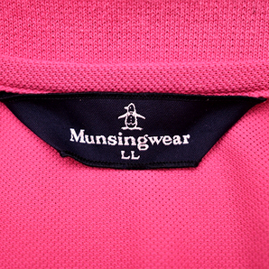 Y-4187★送料無料★美品★Munsingwear マンシングウェア★日本製 ピンク ロゴ刺繍 襟袖ライン 鹿の子 半袖 ゴルフ ポロシャツ ＬＬの画像3