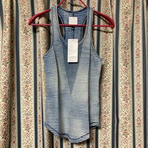 JOE'S JEANS indigo bleach processing border tank top Racer back tops no sleeve lady's XSchibi size 