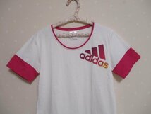 ●　adidas アディダス　● 　半袖Tシャツ　■　レディース　M　ピンク（20725）_画像2