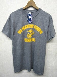 V0950：タグ付き未使用品 US MARINES 半袖Tシャツ/灰/M 半袖カットソー GILDAN ギルダン プリントT：35