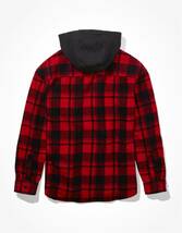 * 1点のみ * アメリカンイーグル フード付きシャツ フランネルシャツ AE Cozy Cabin Hoodie Flannel 長袖シャツ ジャケット L / Red *_画像2