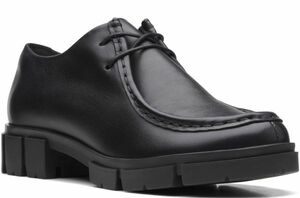 Clarks 26.5cm チャンキー レースアップ レザー ブラック ドレス ヒール ローファー フラット ブーツ スニーカー パンプス RRR56