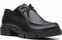 Clarks 24cm チャンキー レースアップ レザー ブラック ドレス ヒール ローファー フラット ブーツ スニーカー パンプス RRR56_画像1