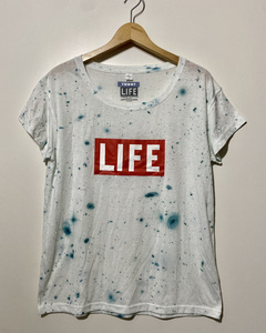 ☆TOMMY × LIFE トミー × ライフマガジン クルーネック 半袖Tシャツ S 白 ホワイト 総柄 宇宙 銀河