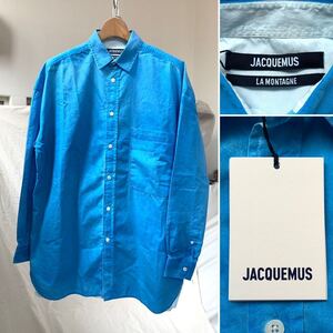 新品 2022SS JACQUEMUS ジャックムス オーバーサイズ 長袖 シャツ 46 メンズ ブルー スプレー LA CHEMISE TOUTOU BLUE SPRAY 送料無料