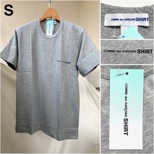 S 新品 2020SS コムデギャルソンシャツ 胸 ロゴ 半袖 Tシャツ グレー Comme des Garcons Shirt S28119 メンズ 春夏