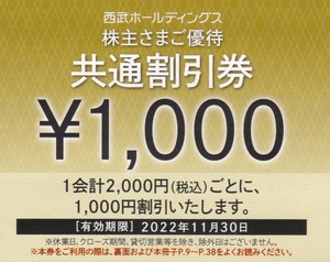 西武ホールディングス株主優待 共通割引券5,000円分