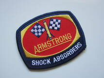 ビンテージ ARMSTRONG アームストロング SHOCK ABSORBERS チェッカーフラッグ ワッペン/自動車 バイク オイル タイヤ レーシング 143_画像1