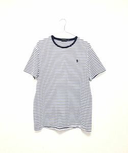 POLO RALPH LAUREN ボーダー Tシャツ L 白 青 CUSTOM SLIM FIT ポロラルフローレン 半袖