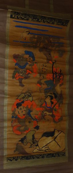 Seltener antiker Schrein Kranich Hirsch Schildkröte sieben Glücksgötter göttliche Malerei Papierrolle Shinto Malerei japanische Malerei antike Kunst, Kunstwerk, Buch, Hängerolle