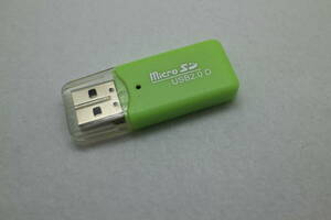 micro SD USB カードリーダー USB2.0 グリーン ② 送料84円～