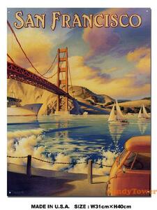 アメリカンブリキ看板 サンフランシスコのゴールデンゲートブリッジのトラベルポスター アメリカ雑貨 アメリカン雑貨 サインプレート