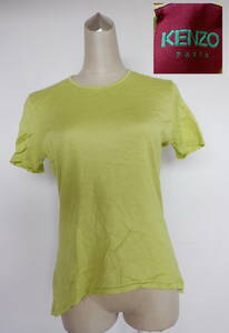 464 ケンゾー 半袖 Tシャツ 黄緑 グリーン レディース 無地 シンプル ニット カットソー 丸首 プルオーバー トップス KENZO 90年代