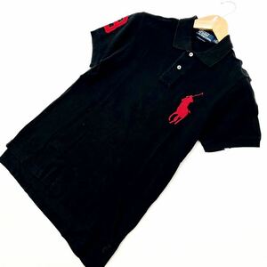 ポロラルフローレン ☆ POLO RALPH LAUREN ビッグポニー ナンバリング 半袖 ポロシャツ ブラック レッド刺繍 S 春夏 大定番 アメカジ■S162