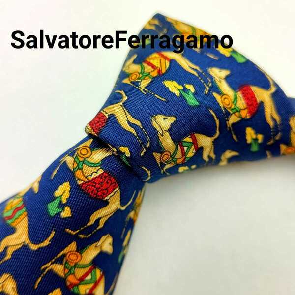 【送料無料】【未使用】Salvatore Ferragamo/ポニー柄/ネクタイ