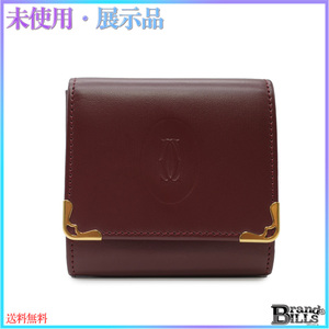 未使用品 Cartier カルティエ マストライン コインケース L3000464 ボルドー ゴールド金具 男女兼用 シンプル