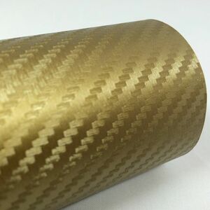 152×30cm ゴールド 高品質 3D カーボン ラッピング シート カーラッピング フィルム エアフリー エア抜き 伸縮 貼りやすい 金 金色