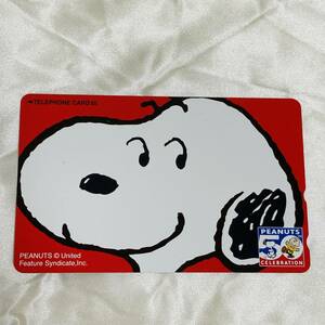 SK テレカ　未使用　テレホンカード　50度数 スヌーピー　SNOOPY　PEANUTS　50TH　CELEBRATION　赤