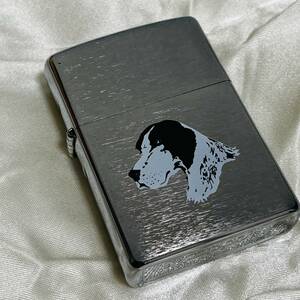 SK ZIPPO ジッポ　オイルライター　2015年　犬　シルバー　プリント　絵