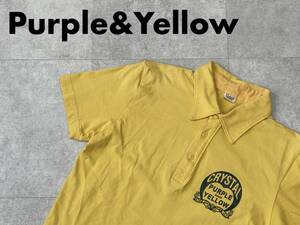 ☆送料無料☆ Purple＆Yellow パープル&イエロー 古着 半袖 ポロシャツ メンズ M イエロー トップス 中古 即決