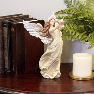 鳩を抱く、エンジェル 天使の彫像 宗教ギフト彫刻 高さ 約25ｃｍホームインテリア装飾（輸入品