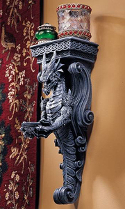 壁掛け棚 中世ヨーロッパ風 ダークモア城のドラゴン 彫像柱 アンティーク装飾 / スコットランド インテリア(輸入品