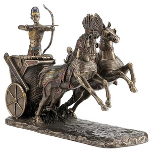  Chariot (2 голова лошадь машина ). сверху смычок ... Ram sesII. старый плата ejipto Pharaoh скульптура гравюра изображение ( импортные товары 