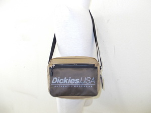 e214◆Dickiesショルダーバッグ◆タグ付き未使用品 ディッキーズ ベージュ色 定価3,900+税 21×31×8cm ロゴプリント 斜め掛けバッグ3B