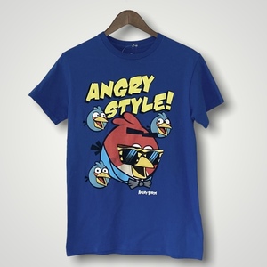 【古着】ANGRY BIRDS プリントTシャツ／ブルー／Sサイズ／USED／レトロ／プリントT／青／キャラクター