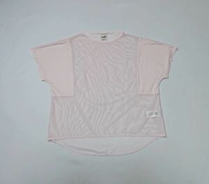 (レディース) PUMA プーマ // 半袖 メッシュ ストレッチ オーバーサイズ テールカット Tシャツ (ライトピンク) サイズ L