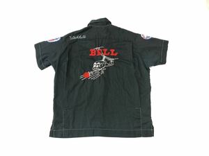 黒ボディ 70's HILTON USA製 ボーリングシャツ コットン チェーンステッチ 刺繍 ワッペン / ビンテージ 70年代 ブラック 50's ロカビリー 